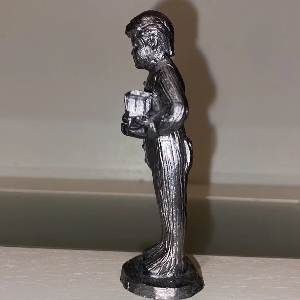 Michael Ricker Pewter Boy Holding Toy Train 3